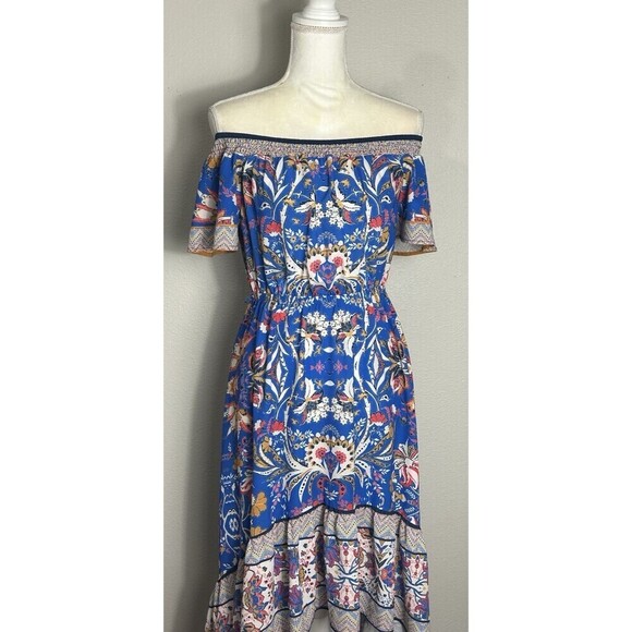 Kiki Larue Vibrant Short Sleeve Hi Lo Ruffle Dress Size Medium - Picture 11 of 11